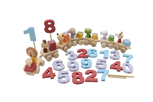 Woodily Wooden Toys - Geburtstagszug Holzeisenbahn Spielzeug ab 1-99 Jahr Geburtstagskerzen Junge Mädchen Geburtstagsteller Geburtstagskranz Geburtstagsring Nachhaltig Montessori Geburtstagsgeschenk von Woodily