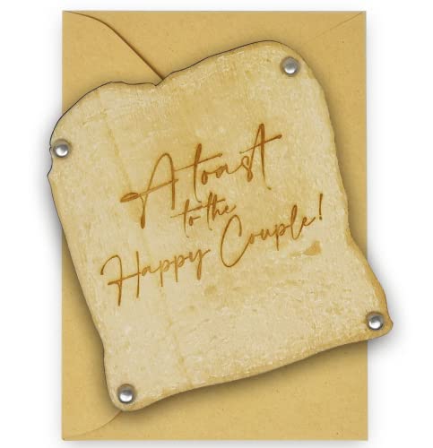 Hochzeitskarte aus Holz, Aufschrift "A Toast to the Happy Couple" von Woodland Mail