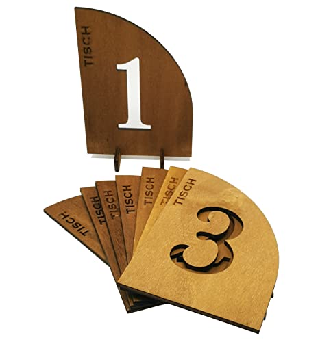 Tischnummern aus Holz für Hochzeiten oder andere Anlässe - 1 bis 8 oder 1 bis 16 (1-8) von Woodland Mail
