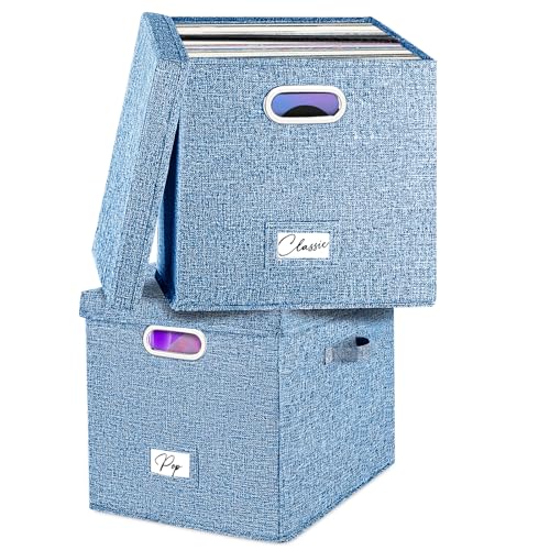 Woodoulogy Vinyl-Schallplatten-Aufbewahrungsbox, 2er-Set, für 100+ einzelne LPs, stapelbare Alben, Leinenkiste mit Deckel, Musiksammlungshalter, Dokumentenmappe, Schrank, Organizer mit Griff, 2 Stück Woodoulogy Vinyl-Schallplatten-Aufbewahrungsbox, 2er-Set, für 100+ einzelne LPs, stapelbare Alben, Leinenkiste mit Deckel, Musiksammlungshalter, Dokumentenmappe, Schrank, Organizer mit Griff, 2 Stück von Woodoulogy