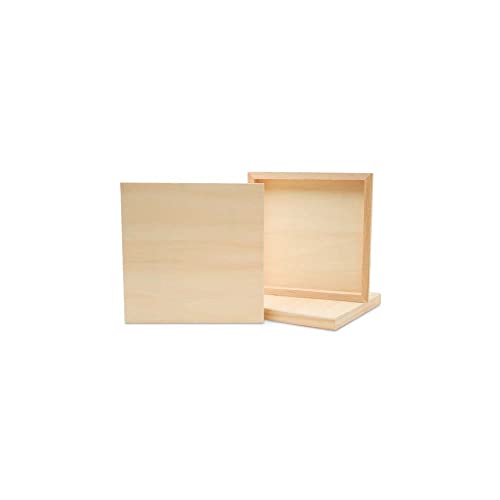 Kleine quadratische Holzleinwand, 10,2 x 10,2 x 1,9 cm, 2 Stück, unlackierte Holzrahmen, blanko Holzschilder für Handwerk und Heimdekoration, von Woodpeckers von Woodpeckers