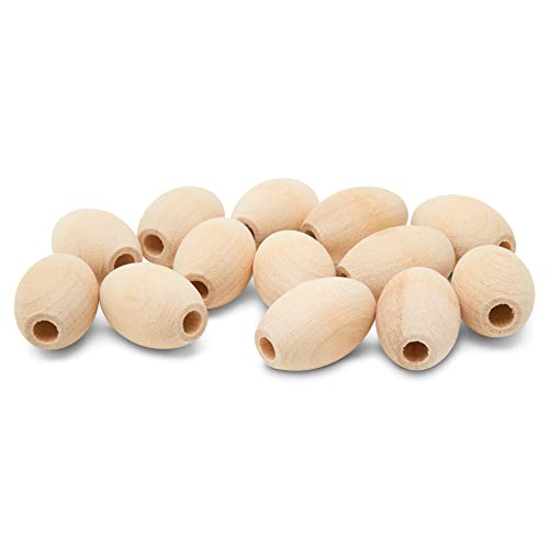 Ovale Holzperlen, 1,27 x 1,9 cm mit 5/32 Zoll Loch, 50 Stück, unlackierte Holzperlen, von Spechten, für Schmuckkreationen, Basteln und DIY-Dekoration von Woodpeckers