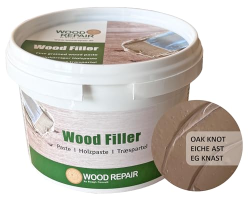 WoodRepair Holzspachtel gebrauchsfertig – Spachtelmasse für Holzreparatur, Wood Filler für innen & außen, 400 g Dose (Eiche Ast) von Woodrepair