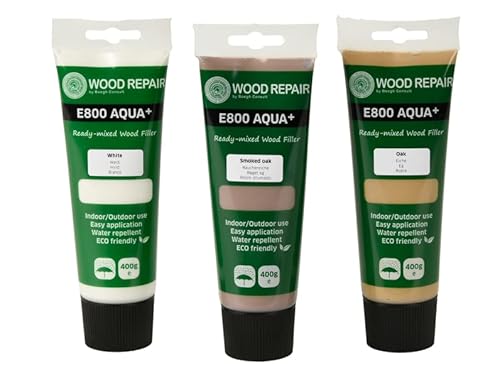 Woodrepair E800 Aqua+ Spachtelmasse Eiche, 400g Tube von Woodrepair