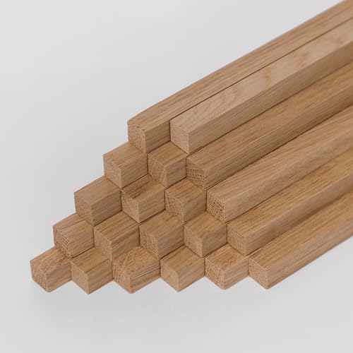 20 quadratische Holzstäbe in Eiche zum Basteln aus Naturholz - Holzstäbchen aus Massivholz 10 x 10 x 250mm von Woodsellers