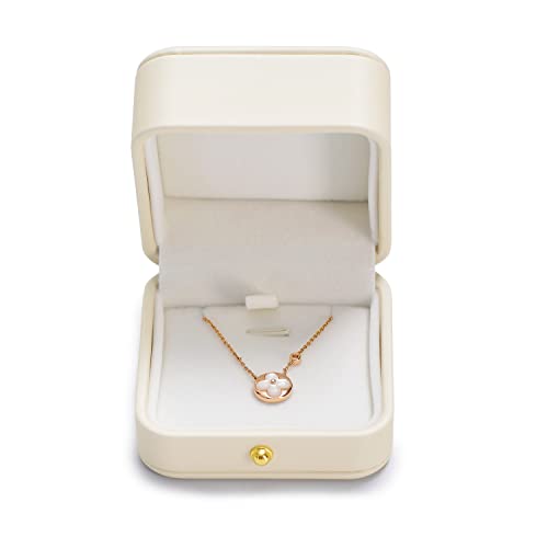Woodten Premium Weiß PU Leder Schmuck Halskette Anhänger Box Samt Innen Schmuck Geschenkbox für Halskette Anhänger von Woodten