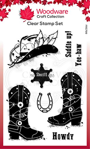 Woodware FRS799 Klare Set Howdy Cowboy-transparenter Photopolymer-Stempel, haftet an Acrylblöcken, dekoratives Zubehör für Karten, Journal, DIY-Basteln/Kunst, Durchsichtig, 4 x 6 inches von Woodware