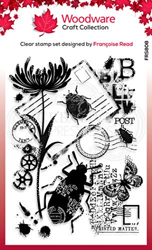 Woodware FRS808 Francoise Collection – Clear Magic Stempel-Set – Beetle Collage, durchsichtig, A6 von Woodware