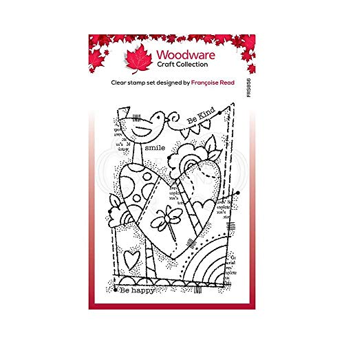 Woodware FRS856 Klare Singles Stamp Rainbow Heart-transparenter Photopolymer-Stempel, haftet an Acrylblöcken, dekoratives Zubehör für Karten, Journal, DIY-Basteln/Kunst, Durchsichtig, A6 von Woodware