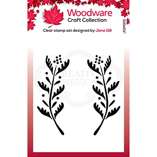 Woodware JGM001 Klare Singles Ellie Leaf-transparenter Photopolymer-Stempel, haftet an Acrylblöcken, dekoratives Zubehör für Karten, Journal, DIY-Basteln/Kunst, Durchsichtig, 9.6 x 6.7 cm approx von Woodware