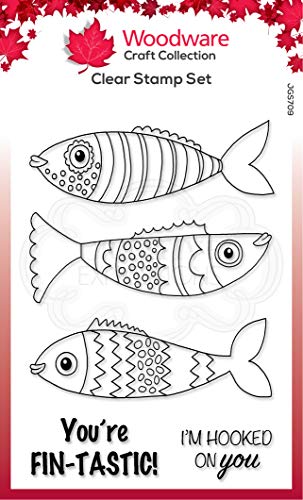 Woodware JGS709 Klare Set Swimming Fish-transparenter Photopolymer-Stempel, haftet an Acrylblöcken, dekoratives Zubehör für Karten, Journal, DIY-Basteln/Kunst, Durchsichtig, 4 x 6 inches von Woodware