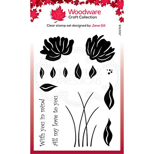 Woodware JGS724 Peony Stamp Jane Gill – Clear Magic – Pfingstrosen-Set, Acryl, durchsichtig, 4 x 6 inches von Woodware
