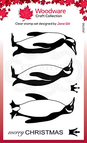 Woodware JGS730 Klare King Penguins-transparenter Photopolymer-Stempel, haftet an Acrylblöcken, dekoratives Zubehör für Karten, Journal, DIY-Basteln/Kunst, Durchsichtig, A6 von Woodware