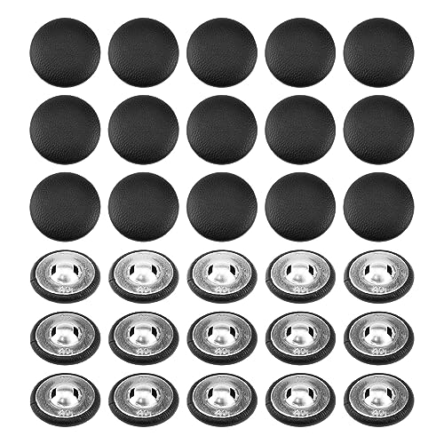 Woogim Knöpfe mit Kunstlederbezug zum Nähen, für Sofa-Dekoration, Basteln, 30 Stück, schwarz, 25 mm von Woogim