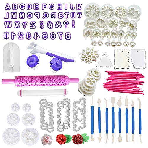 Woohome 110 Stück Backen Fondant Set Tortendeko Set Teiliges Fondant Ausstecher Set Ausstechformen für Buchstaben, Cupcakes,Fondant Modellierwerkzeug Woohome 110 Stück Backen Fondant Set Tortendeko Set Teiliges Fondant Ausstecher Set Ausstechformen für Buchstaben, Cupcakes,Fondant Modellierwerkzeug von Woohome