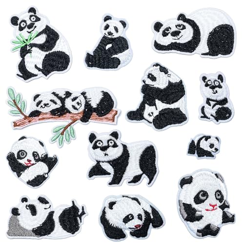 Woohome 12 Stück Applikationen Patches zum Aufbügeln, Panda Aufnäher zum Aufbügeln Nähen Abzeichen für DIY T-Shirt Jeans Kleidung Woohome 12 Stück Applikationen Patches zum Aufbügeln, Panda Aufnäher zum Aufbügeln Nähen Abzeichen für DIY T-Shirt Jeans Kleidung von Woohome
