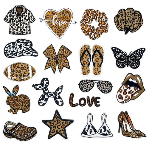 Woohome 18 Stück Leopardenmuster Serie Flicken Patches, Patches zum Aufbügeln für Jeans Jacken Kleidung Rucksack Mütze DIY Handarbeit Nähen Woohome 18 Stück Leopardenmuster Serie Flicken Patches, Patches zum Aufbügeln für Jeans Jacken Kleidung Rucksack Mütze DIY Handarbeit Nähen von Woohome