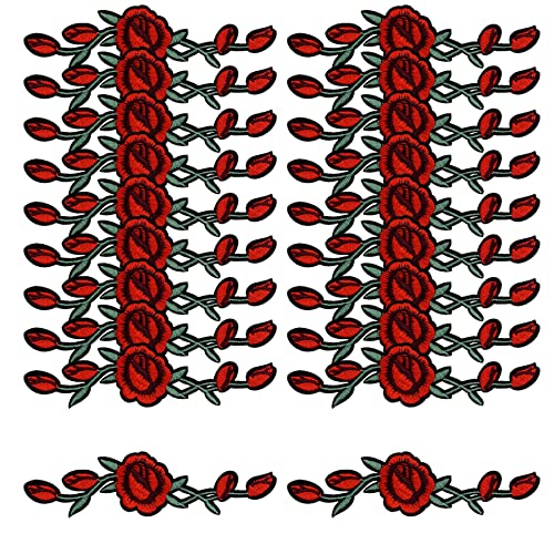 Woohome 20 Stück bestickte Aufnäher zum Aufbügeln für Kleidung, Rose, zum Aufbügeln für Handwerk, Nähen, Kleidung, Rucksack, Kappen Woohome 20 Stück bestickte Aufnäher zum Aufbügeln für Kleidung, Rose, zum Aufbügeln für Handwerk, Nähen, Kleidung, Rucksack, Kappen von Woohome