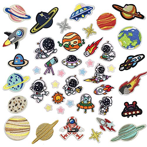 Woohome 43 Stück Flicken Patches, Planetenserie Patch Zum Aufbügeln Patch Sticker Applikationen Zum Nähen Oder Aufbügeln für Kleidung, Jacken, Rucksäcke, Jeans, Hut von Woohome