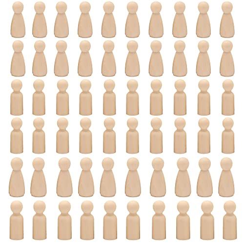 Woohome 60 Stück Figuren Holzfiguren, Holzfiguren zum Bemalen, DIY Holzfiguren Puppen für Dekor, Kunst und Handwerksprojekte, Malerei von Woohome