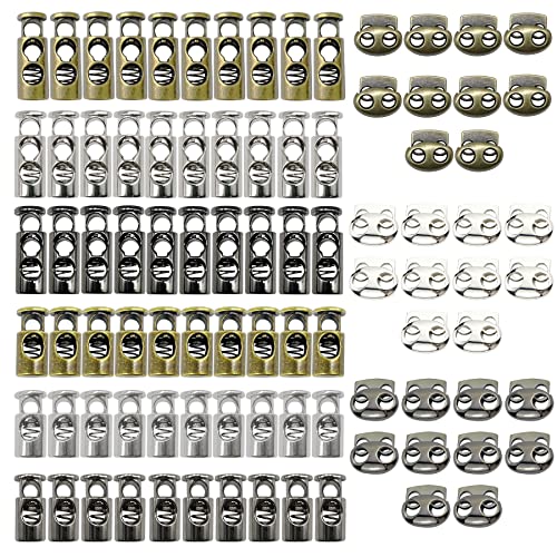 Woohome 90 Stück Kordelstopper, Toggle Stopper, Federschnurschlösser, 3 Farbe Metall Kordelstopper Kordelklemme Schnurklemm für Rucksäcke, Sportbekleidung Woohome 90 Stück Kordelstopper, Toggle Stopper, Federschnurschlösser, 3 Farbe Metall Kordelstopper Kordelklemme Schnurklemm für Rucksäcke, Sportbekleidung von Woohome