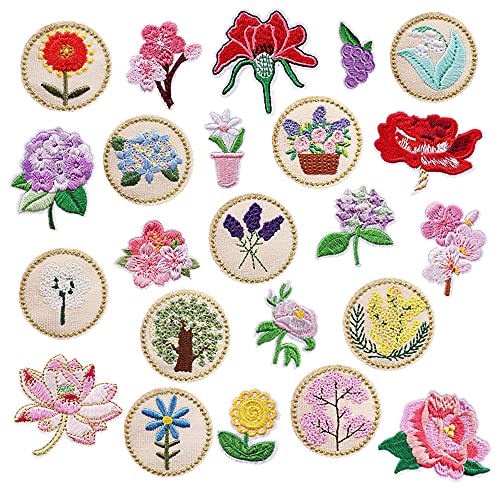 Woohome 23 Stück Blume Flicken Patches Patches Sticker, Rose Hortensie Lotus Mixed Blumenkorb Patches zum Aufbügeln Aufnäher Kinder zum Aufbügeln für Basteln DIY, Kleidung, Kleid, Hut Woohome 23 Stück Blume Flicken Patches Patches Sticker, Rose Hortensie Lotus Mixed Blumenkorb Patches zum Aufbügeln Aufnäher Kinder zum Aufbügeln für Basteln DIY, Kleidung, Kleid, Hut von Woohome