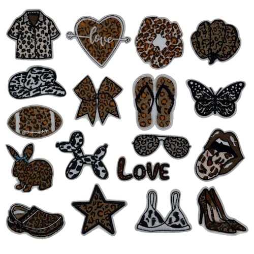 Woohome Aufnäher zum Aufbügeln, Leopardenmuster, bestickte Applikation für Kleidung, Kleid, DIY-Zubehör, 18 Stück Woohome Aufnäher zum Aufbügeln, Leopardenmuster, bestickte Applikation für Kleidung, Kleid, DIY-Zubehör, 18 Stück von Woohome