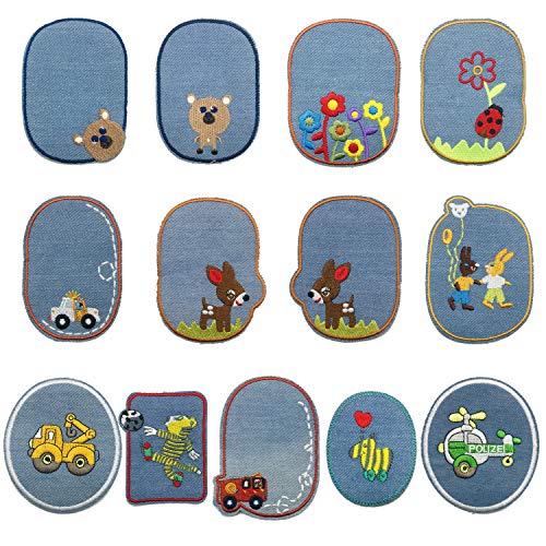 Woohome Flicken Patches, 13 Stück Tier Knie Aufbügeln Patches Jacke Jean Kleidung Denim Patches Aufbügeln Repair Patches Kit Woohome Flicken Patches, 13 Stück Tier Knie Aufbügeln Patches Jacke Jean Kleidung Denim Patches Aufbügeln Repair Patches Kit von Woohome