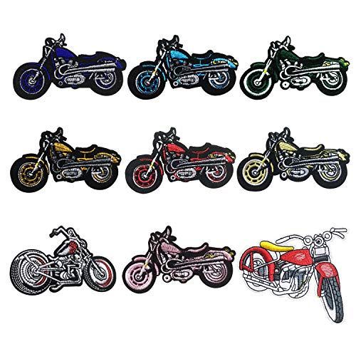 Woohome Motorrad Patches zum Aufbügeln, 9 Stück Auto Patch Sticker für Kleidung Blumen Aufnäher Applikation Flicken Zum Aufbügeln Kinder Patches für für DIY T-Shirt Jeans Kleidung Taschen von Woohome