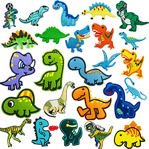 Woohome Patch Zum Aufbügeln, 25 Stück Gemischter Dinosaurier Flicken Patches Applikation Patch Sticker Applikationen Dekoration Aufkleber für Dekoration DIY T-Shirt Hut Mantel Kleid Aufkleber von Woohome