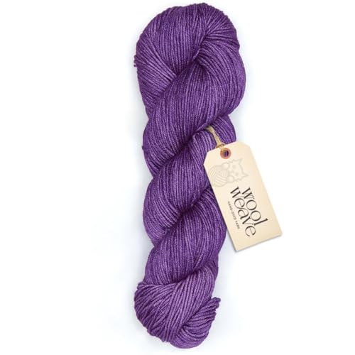 WoolWeave Superwash MWY25 Merino-Wolle, Garn für Strick- und Häkelprojekte, handgefärbt, Premiumgarn, 100 g, 240 Meter DK-Garn, luxuriös, weich und langlebig, Amethyst-Garn von WoolWeave