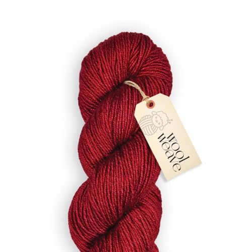 Woolweave Merino-Seidegarn, handgefärbt, Luxus-Mischung aus 75 % Merinowolle und 25 % Seide, DK-Gewicht, 100 g Knäuel, 200 Meter, weiches, schimmerndes und elegantes Garn zum Stricken und Häkeln von WoolWeave