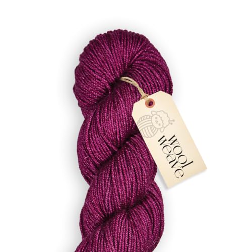 Woolweave Merino-Seidegarn, handgefärbt, Luxus-Mischung aus 75 % Merinowolle und 25 % Seide, DK-Gewicht, 100 g Knäuel, 200 Meter, weiches, schimmerndes und elegantes Garn zum Stricken und Häkeln von WoolWeave