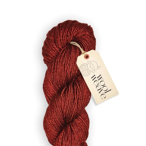 Woolweave Merino-Seidegarn, handgefärbt, Luxus-Mischung aus 75 % Merinowolle und 25 % Seide, DK-Gewicht, 100 g Knäuel, 200 Meter, weiches, schimmerndes und elegantes Garn zum Stricken und Häkeln von WoolWeave
