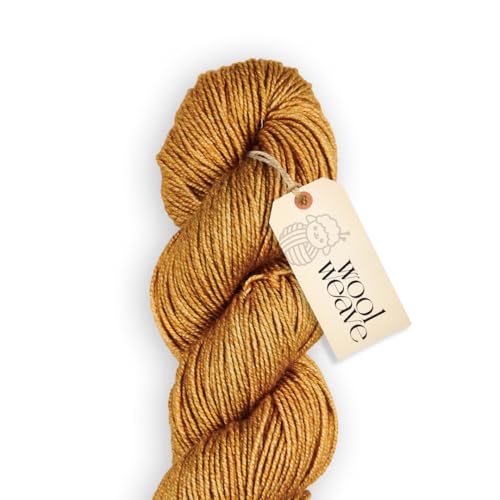 Woolweave Merino-Seidegarn, handgefärbt, Luxus-Mischung aus 75 % Merinowolle und 25 % Seide, DK-Gewicht, 100 g Knäuel, 200 Meter, weiches, schimmerndes und elegantes Garn zum Stricken und Häkeln von WoolWeave