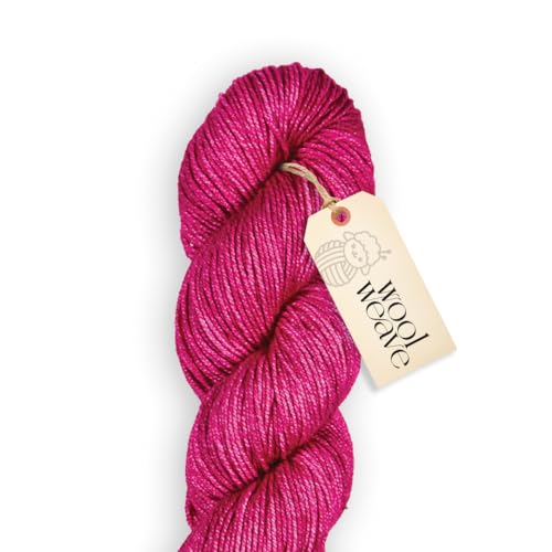 Woolweave Merino-Seidegarn, handgefärbt, Luxus-Mischung aus 75 % Merinowolle und 25 % Seide, DK-Gewicht, 100 g Knäuel, 200 Meter, weiches, schimmerndes und elegantes Garn zum Stricken und Häkeln von WoolWeave