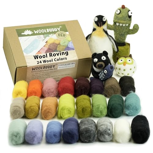 Woolbuddy Nadelfilzwolle, schöne Filzwolle, Anleitung (evtl. nicht in deutscher Sprache) zum Mischen von Farben – ideal für Kunst und Handwerk und einfach für Anfänger (ECO-Wolle-Set) von Woolbuddy