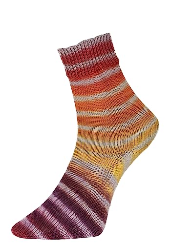 Woolly Hugs Paint Socks von Veronika Hug,4-fädig,100g/420 m,75% Schurwolle/25% Polyamid,2 identische Socken stricken, (200 GELB ORANGE) von Woolly Hugs