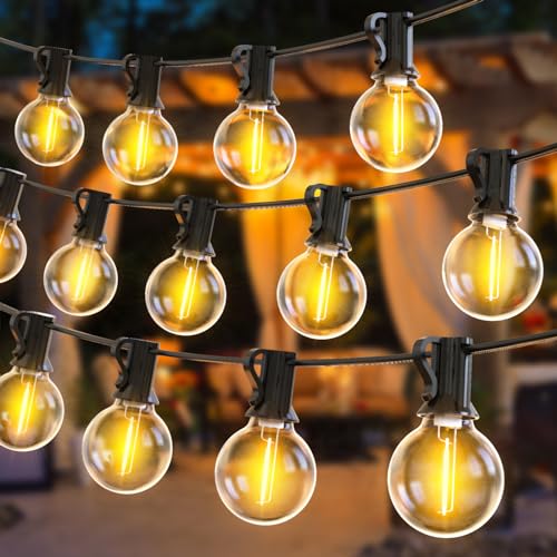 Woolmug Lichterkette Außen, 23M Outdoor Lichterkette Strom 30+3 G40 Glühbirnen LED lichterkette Außen, Wasserdicht Lichterketten Aussen für Weihnachten Hochzeit Party, Warmweiß 3 Stück von Woolmug