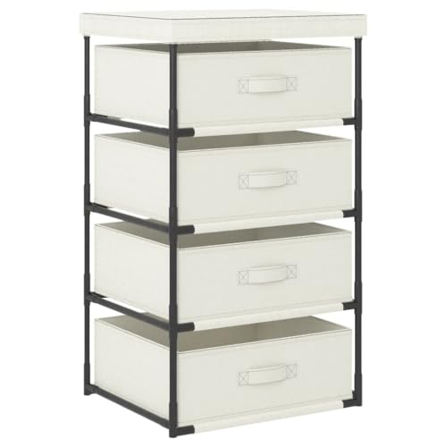 Aufbewahrungsregal mit 4 Stoffkörben Stahl Creme kommoden & sideboards allzweckschrank Aufbewahrungsregal mit 4 Stoffkörben Stahl Creme kommoden & sideboards allzweckschrank von Woonisher