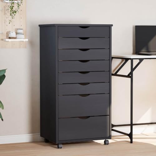 Rollschrank mit Schubladen Grau Massivholz Kiefer kommoden & sideboards allzweckschrank Rollschrank mit Schubladen Grau Massivholz Kiefer kommoden & sideboards allzweckschrank von Woonisher