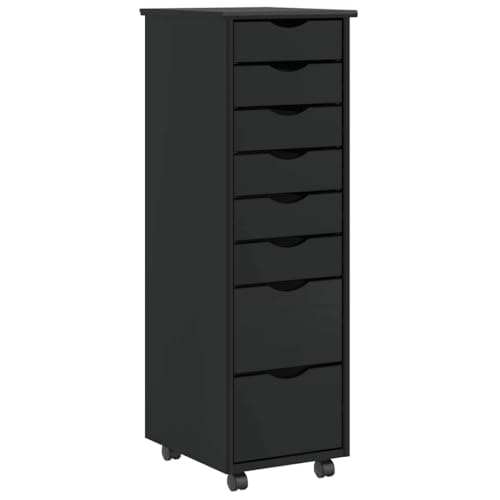Rollschrank mit Schubladen Schwarz Massivholz Kiefer kommoden & sideboards allzweckschrank Rollschrank mit Schubladen Schwarz Massivholz Kiefer kommoden & sideboards allzweckschrank von Woonisher
