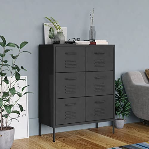 Schubladenschrank Anthrazit 80x35x101,5 cm Stahl kommoden & sideboards allzweckschrank Schubladenschrank Anthrazit 80x35x101,5 cm Stahl kommoden & sideboards allzweckschrank von Woonisher