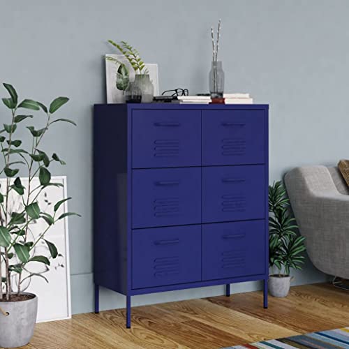 Schubladenschrank Marineblau 80x35x101,5 cm Stahl kommoden & sideboards allzweckschrank von Woonisher
