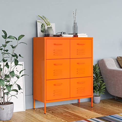 Schubladenschrank Orange 80x35x101,5 cm Stahl kommoden & sideboards allzweckschrank Schubladenschrank Orange 80x35x101,5 cm Stahl kommoden & sideboards allzweckschrank von Woonisher