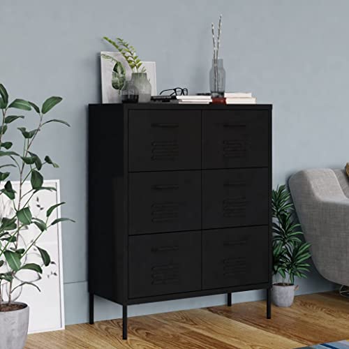 Schubladenschrank Schwarz 80x35x101,5 cm Stahl kommoden & sideboards allzweckschrank Schubladenschrank Schwarz 80x35x101,5 cm Stahl kommoden & sideboards allzweckschrank von Woonisher