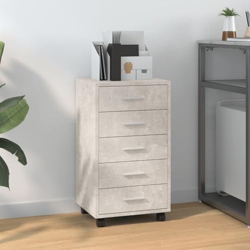Schubladenschrank mit Rollen Betongrau Holzwerkstoff kommoden & sideboards allzweckschrank Schubladenschrank mit Rollen Betongrau Holzwerkstoff kommoden & sideboards allzweckschrank von Woonisher
