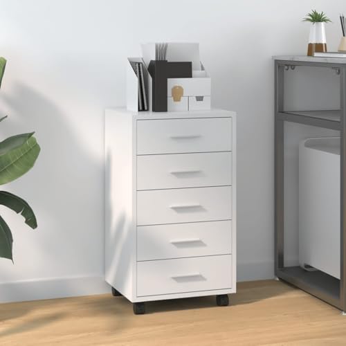 Schubladenschrank mit Rollen Hochglanz-Weiß Holzwerkstoff kommoden & sideboards allzweckschrank Schubladenschrank mit Rollen Hochglanz-Weiß Holzwerkstoff kommoden & sideboards allzweckschrank von Woonisher
