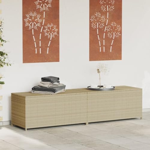 Woonisher Gartentruhe Grau 291L Poly Rattan aufbewahrungsbox garten von Woonisher