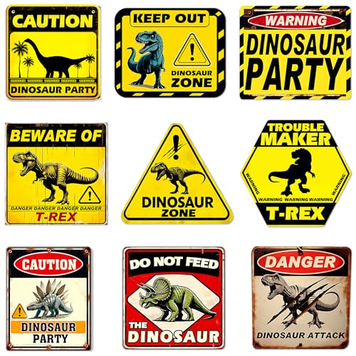 Großes Warnschild mit Dinosaurier-Motiv von Woosytoo